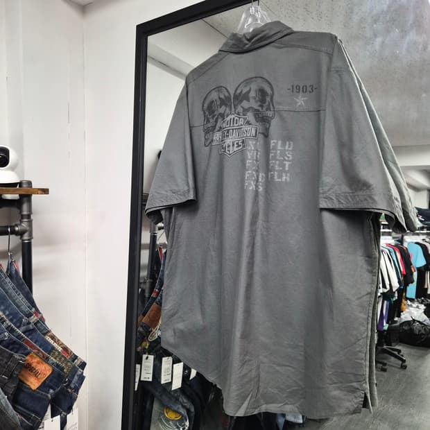 Harley-Davidson 이종 소재 혼합 밀리터리 셔츠
