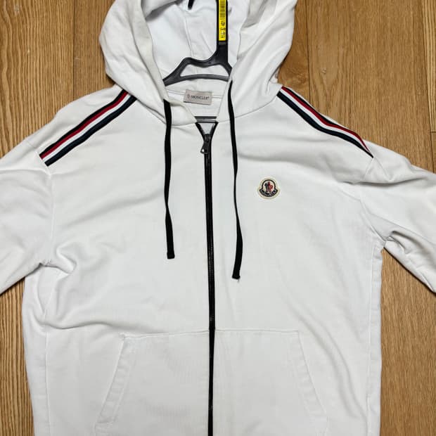 (정품) 몽클레어 화이트 삼선 후드집업 넘녀공용