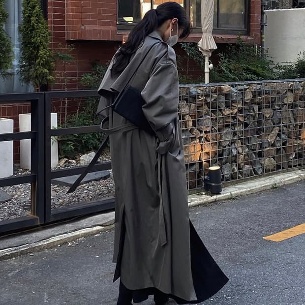 트리밍버드 트렌치코트_차콜