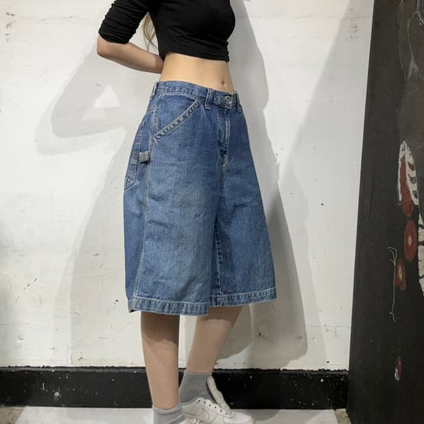 90s 빈티지 중청 올드스쿨 카펜터 버뮤다 데님 하프 팬츠 반바지