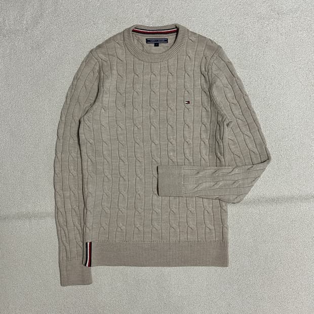 타미힐피거 베이직 울 케이블 크루넥 니트스웨터