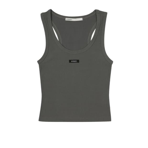 보헤미안서울 BASIC SLEEVELESS CROP TOP, KHAKI