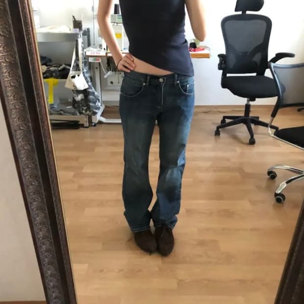 기명 스웨이드 콜라보 SLIM STRAIGHT DENIM