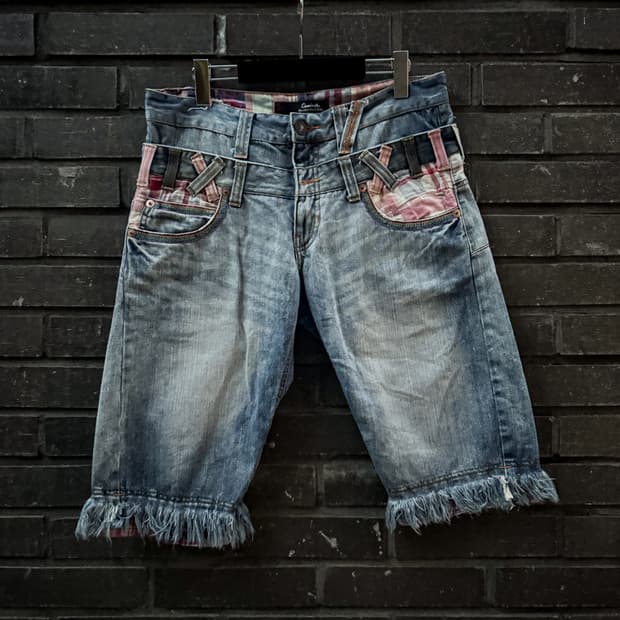 Double belt Denim Shorts 