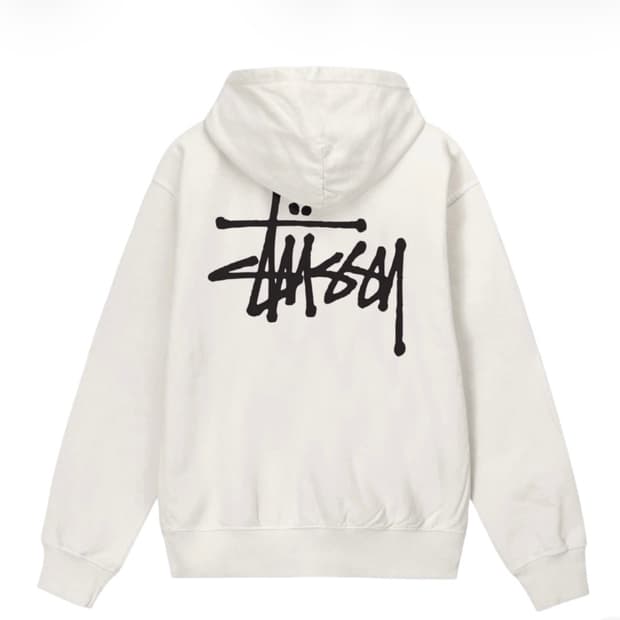 스투시 베이직 후드 화이트 내츄럴 L