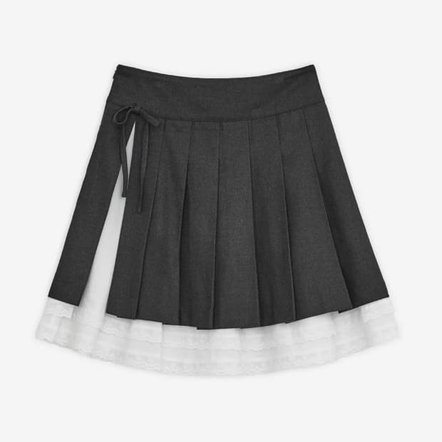 허그유어스킨 플리츠 미디스커트 s 차콜