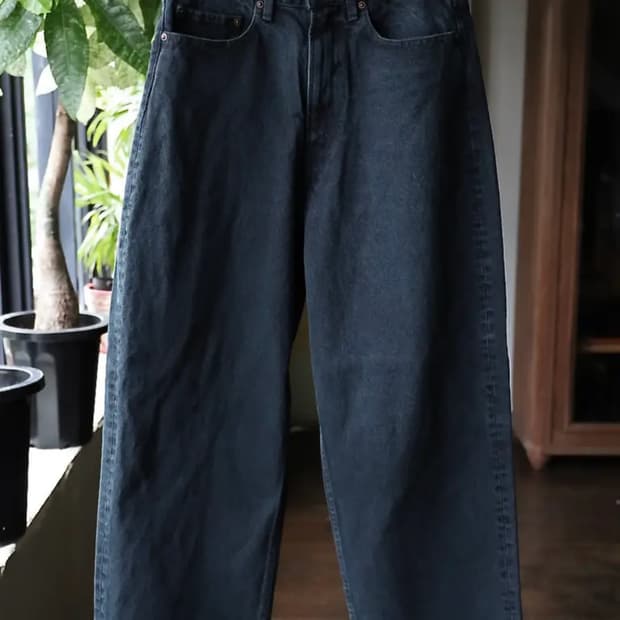 A.PRESSE 아프레쎄 블랙 워시드 와이드 데님 팬츠