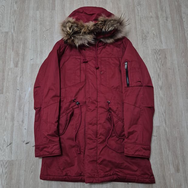 지오다노 여성 사이드포켓 뽀글이 퍼후드 야상 패딩 점퍼 L(100)