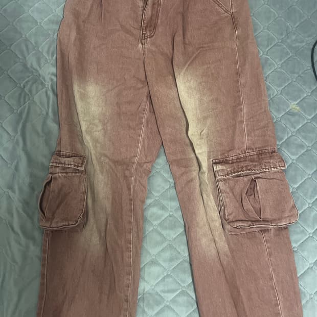 엑스톤즈 XP138 파스텔 데님 카고 팬츠 (PINK)