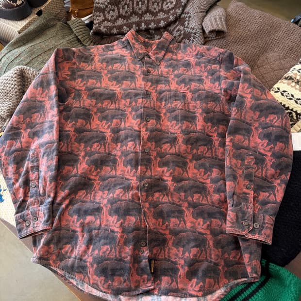 울리치 페루 에스닉 버팔로 패턴 셔츠 L XL