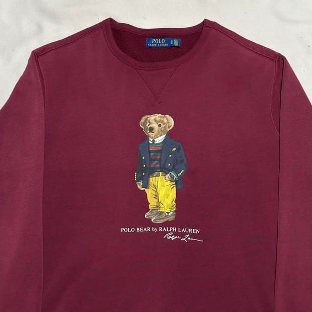 XL 폴로랄프로렌 빅 폴로베어 버건디 기모 맨투맨