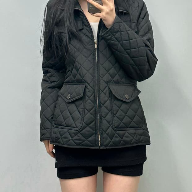 타미힐피거 암로고 블랙 퀼팅 패딩 자켓