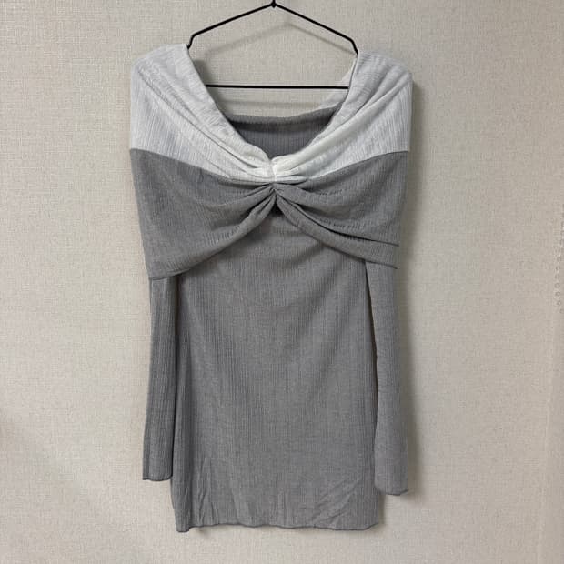 그레이 리본 미니 원피스 