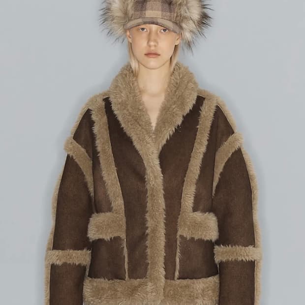 오픈와이와이 퍼자켓 PANELED FAUX-SHEARING JACKET