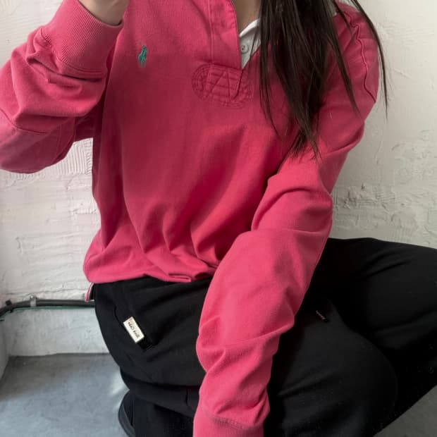 Polo 폴로 랄프로렌 플럼핑크 럭비 스웻셔츠