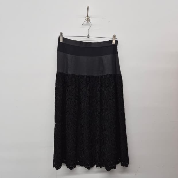 밀라숀 블랙 레이스 롱 스커트 여성 27in