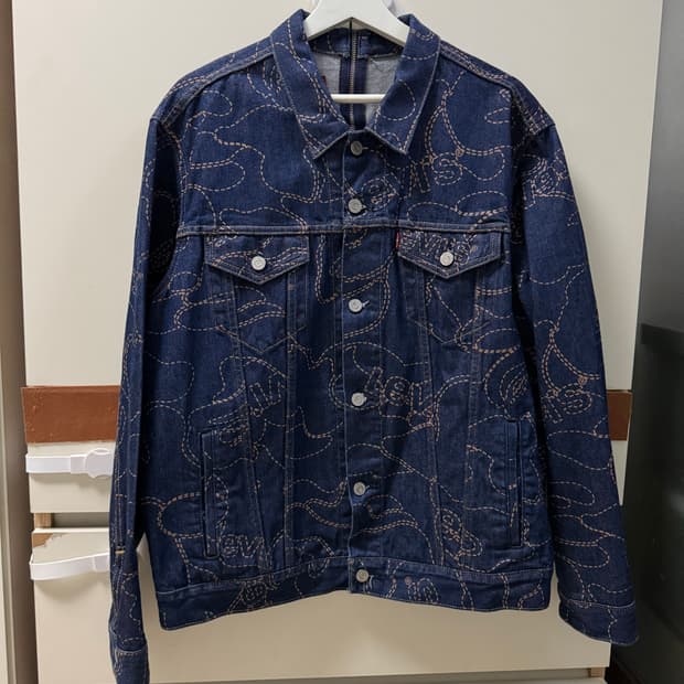 베이프 x 리바이스 카모 트러커 자켓 인디고 L