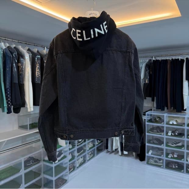 [리오브전포점] 셀린느 백로고 흑청 후드 데님 자켓
