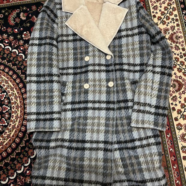 나인스텝스 체크 더블 롱코트 88-97-165