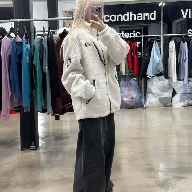 노스페이스 화이트 브라운 후리스