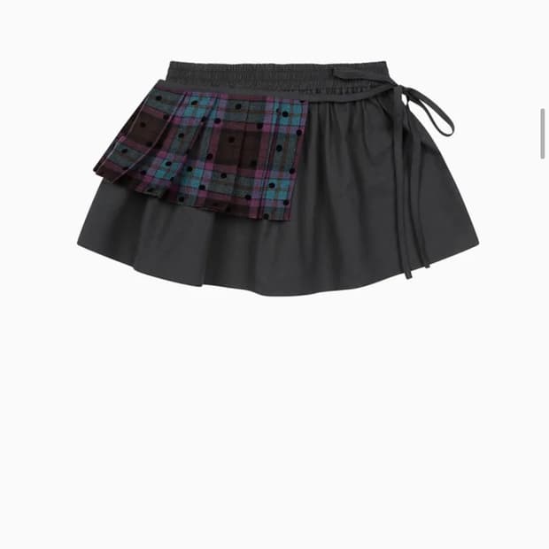 CHECK TWOWAY MINI SKIRT, PURPLE CHARCOAL