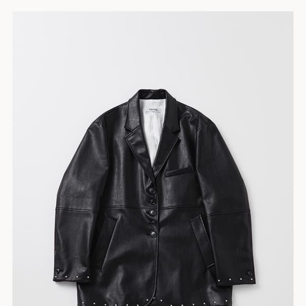 경 오버사이즈 스터드 레더자켓 가죽자켓