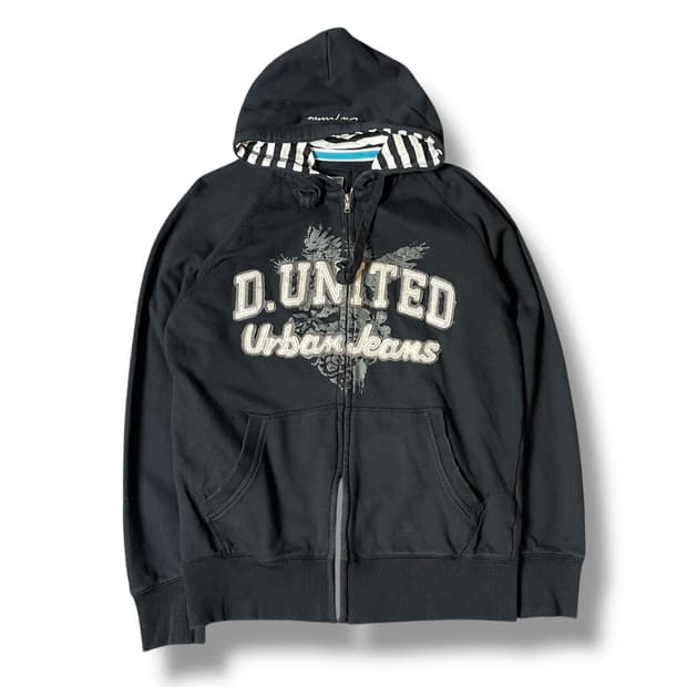 디자인 유나이티드 빈티지 락시크 패치 후드 집업 100