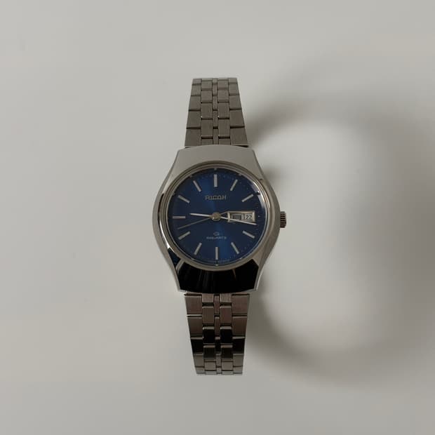 1980s Blue Dial Silver Ladies Riquartz