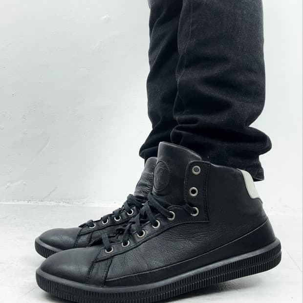 Diesel Black Leather High-Top Sneakers