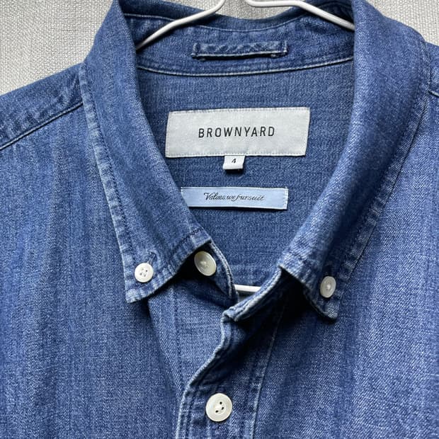 브라운야드 버튼 다운 데님 셔츠, 블루 4사이즈