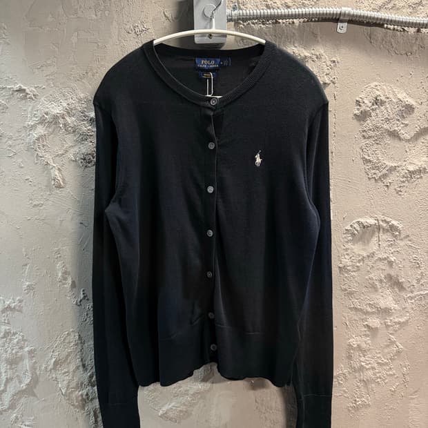 폴로 랄프로렌 블랙 피마코튼 니트 가디건 M