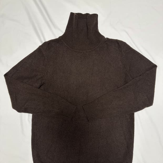 유니클로 터틀넥 울100 니트 브라운 L(여)