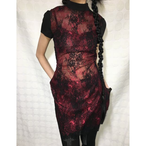 알렉산더 맥퀸 실크 레이스 원피스