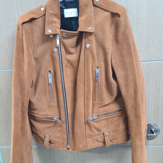 산드로옴므 카프 스웨이드 라이더자켓 