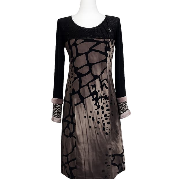 y2k 퍼 커프스 패턴 원피스