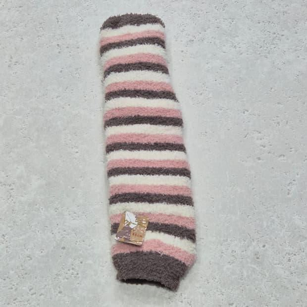 핑크 보아 스트라이프 실내용 레그워머