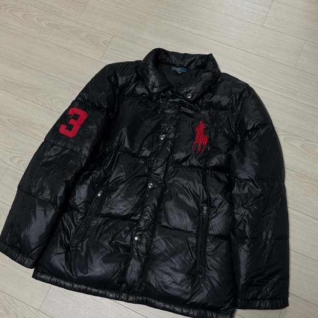 폴로 랄프로렌 유광패딩, 레드포니 오리털 패딩 M