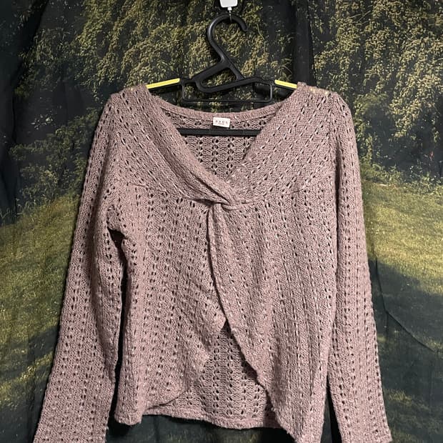 엑시즈팜 빈티지 핑크 꼬임 가디건 모리 하구미