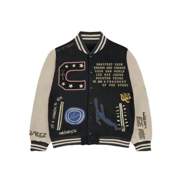 L / 트래비스 스캇 X 프라그먼트 캑터스 잭 바시티 자켓