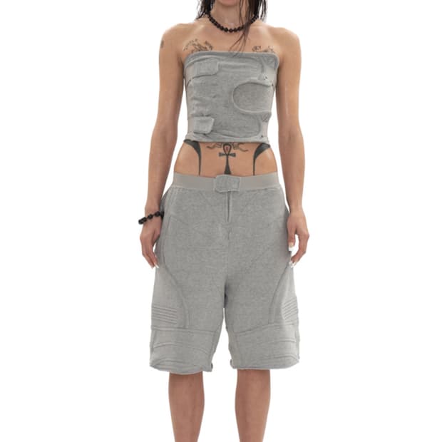 BIKER BANDING SWEAT SHORT 그레이 S사이즈