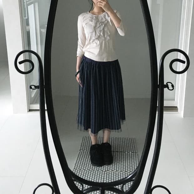 navy stripe tulle skirt