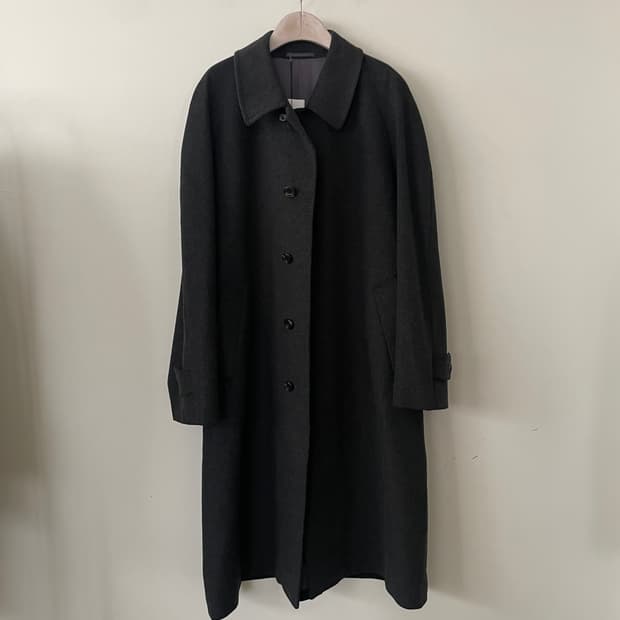 vintage charcoal cashmere balmacaan coat