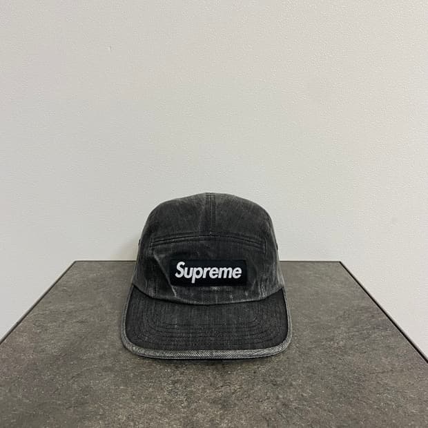 (OS) 슈프림 박스로고 캠프캡 모자 데님 블랙