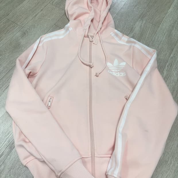 아디다스 연분홍 후드집업