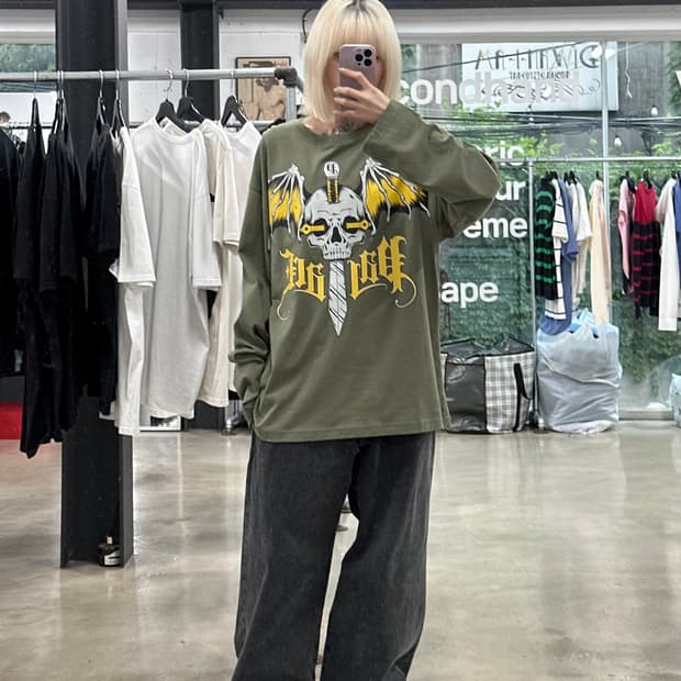 25FW 팔라스 윙스팬 롱슬리브 더 딥 그린 티셔츠
