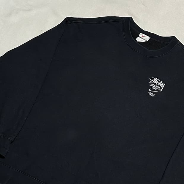 XXL 스투시 X 나이키 NRG 크루넥 블랙 맨투맨