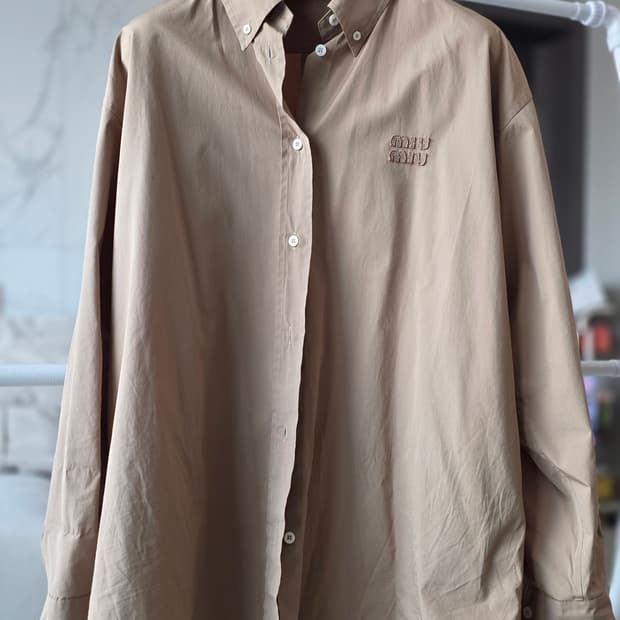 미우미우 유니섹스 오버핏 셔츠 브라운44(105-110)