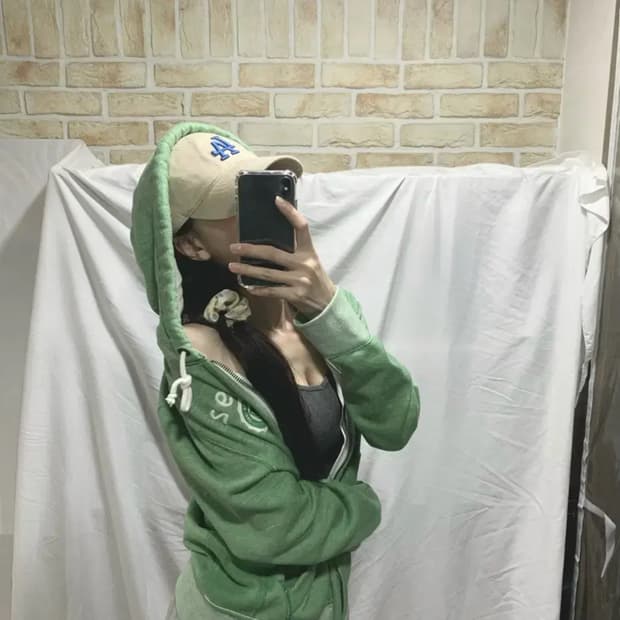 아베크롬비 후드집업,S,연두