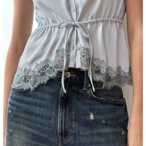 자라 레이스 세틴 탑