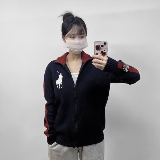 폴로 랄프로렌 빅 포니 Britain 니트 집업 네이비 레드